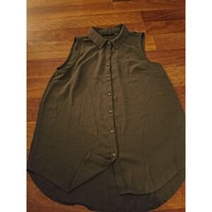 Olive Green Sleeveless Button Up Blouse Simply Styled By Sears Medium